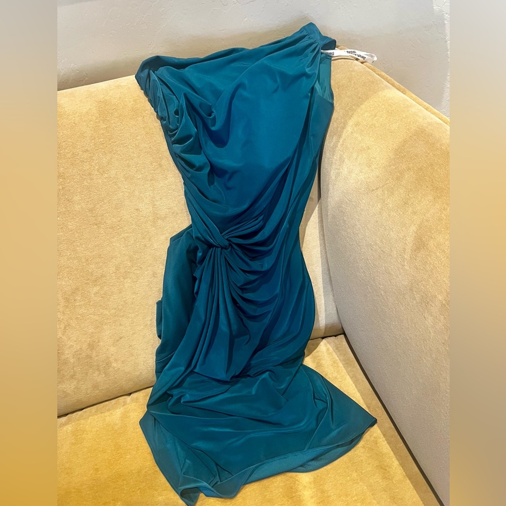 Off shoulder gem green dress